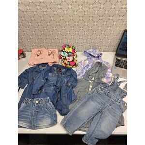 Baby‎ Girl Clothes Lot Jacket Overalls Skirt Denim Pink Purple Nike H&M 12-18 m